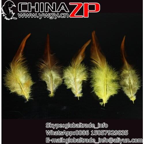 CHINAZP Factory Good Quality 1000pieces/lot Dyed Yellow Rooster Saddle Plumage Feathers