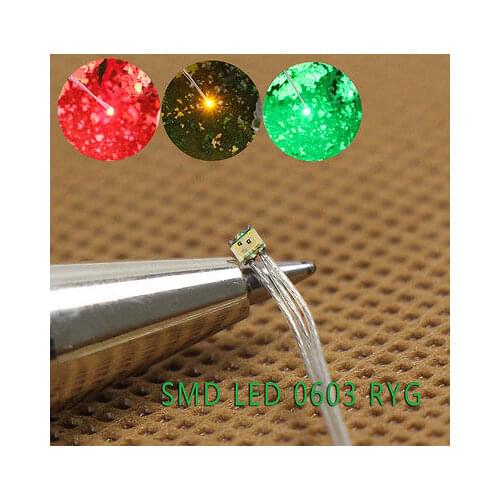 Evemodel T0603RGY 20pcs Pre-soldered micro litz wired leads Red Green Yellow SMD Led 0603 railway model building kit