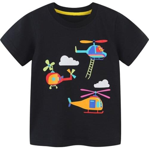 Jumping meters New Dinosaurs Boys Tees Tops for Summer Children Stripe Cotton Clothing Cartoon Baby T shirts Fashion Kids Tees