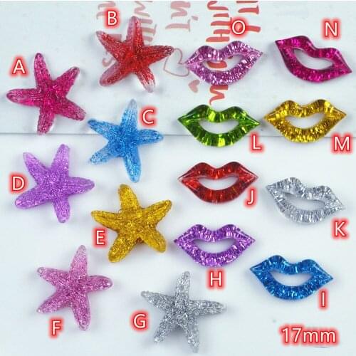 Resin Flat back Cabochon For DIY Embellishments 20pcs Starfish Lips cute Hair Accessories Jewelry Craft Scrapbook Decoration