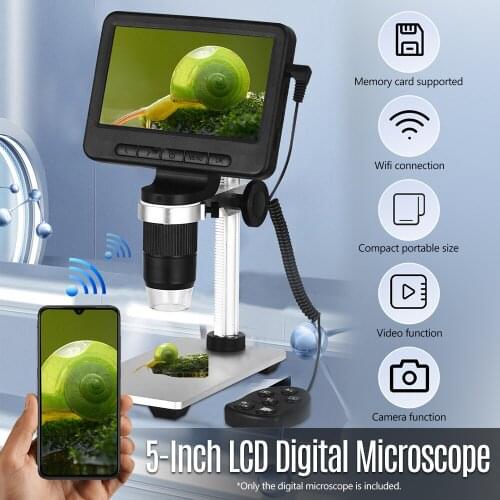 KKmoon Wireless USB Microscope Camera 5" LCD Digital Microscope with 500-1000X Magnification 1080P Video 8 Adjustable LED Lights