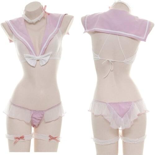 Sexy Lingerie Set See Through Sailor Moon Cosplay Costumes Kawaii Lace Top panties For Women Sailor Uniform School Girl outfit