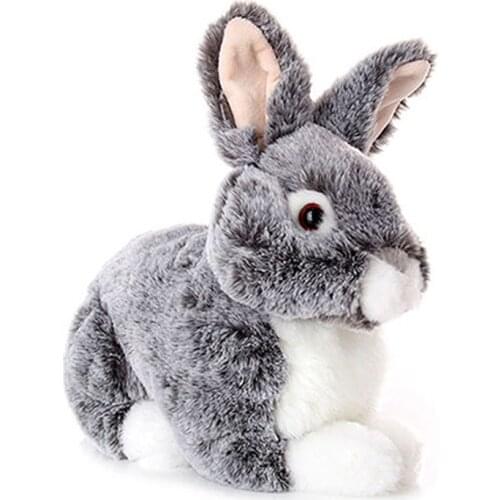 Bunny Hare Rabbit Gray White Simulation Plushy Toy Stuffed Animal Soft Toy Mascot Doll For Children Kids Birthday Christmas Gift