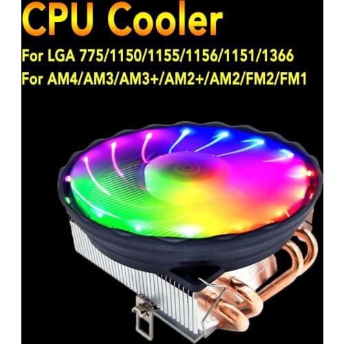 RGB 4Heat Pipes CPU Cooler RGB 120mm PWM 4 Pin PC Radiator quiet for Intel LGA 2011 1150 1151 1155 AMD AM3 CPU Cooling Fan Quiet