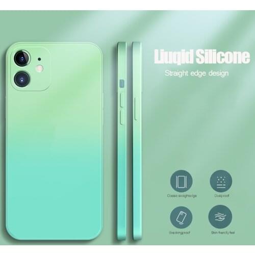 Square Liquid Silicone Cover Case For iPhone 11 12 Pro Max X Xr Xs 8 7 Plus 6 6s SE 2020 13 Mini Gradient Soft Skin Protect Case