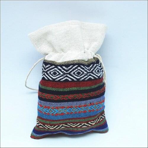 5pcs Bohemian Gift Pouches new jewelry bags 11x16mm Colorful Stripe Pattern Jewelry Packaging Bags Ethnic Fabric Pouches