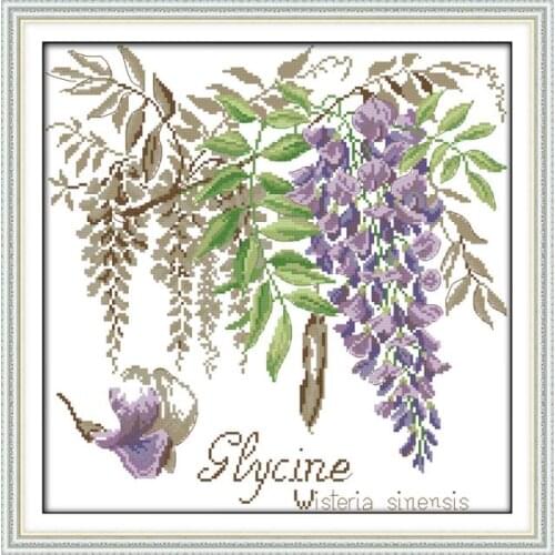 Violet cross stitch kit flower 14ct printed fabric canvas stitching embroidery DIY handmade needlework