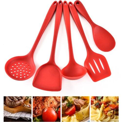 5Pcs Cooking Tools Set Kitchen Utensils Set Kitchenware Silicone Non-stick Spatula Spoon Slotted Spoon Soup Utensilios De Cocina