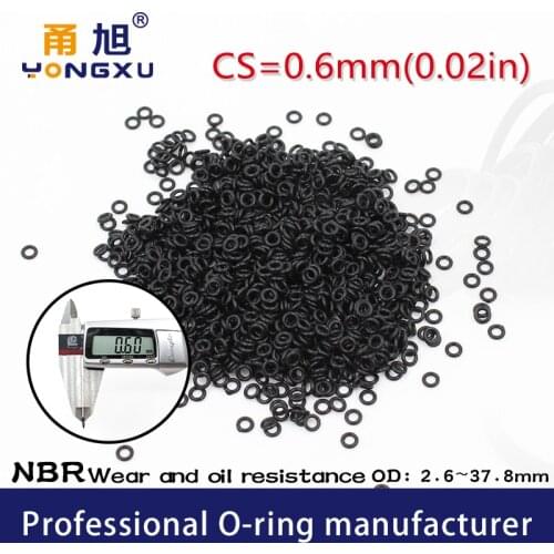 Nitrile Rubber 10PCS/lot Black NBR CS0.6mm thickness OD2.6/2.7/3.4/4.2/7.2/17.2/33/37.8*0.6mm O Ring Gasket waterproof watch