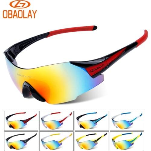 OBAOLAY UV400 Sky Cycling Glasses Outdoor Sport MTB Bicycle Glasses Motorcycle Sunglasses Eyewear Frameless Glasses Bike Goggles