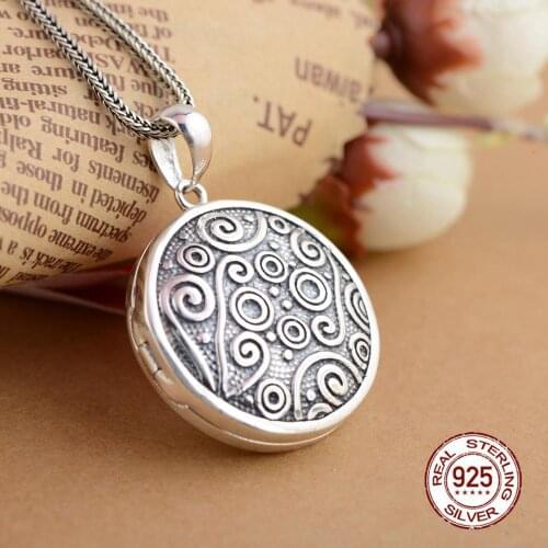 100% 925 sterling silver necklace photo locket pendant necklace chain for gifts gift silver placed photo argent creative jewelry