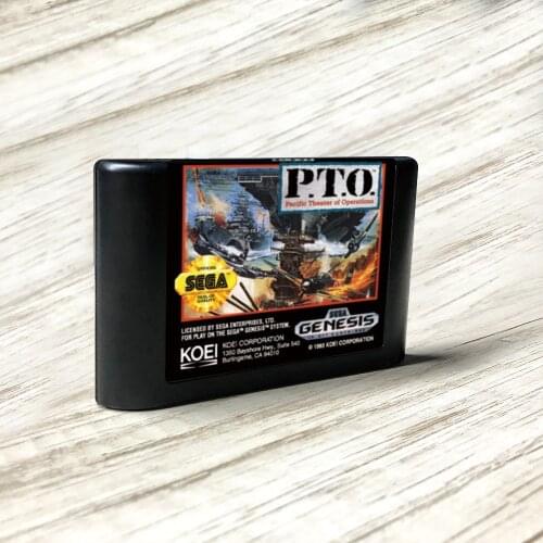 P.T.O. Pacific Theater of Operations - USA Label Flashkit MD Card for Sega Genesis Megadrive Video Game Console