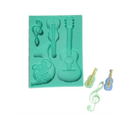 DIY Resin Molds Fondant Cake Silicone Mold Guitar Trumpet Violin Cake Decoration Baking Accessories Chocolate Mold Kitchen Tools