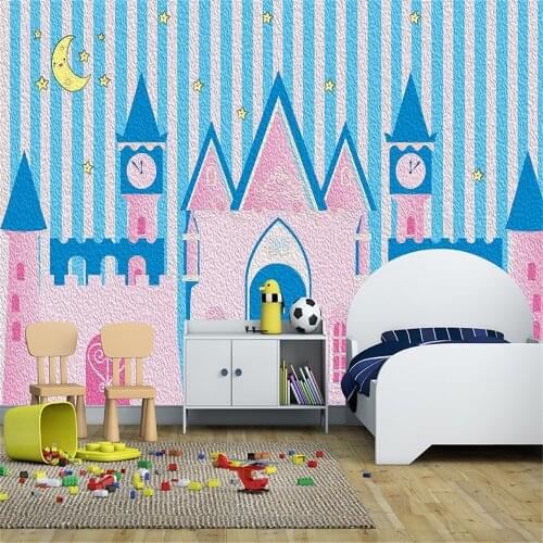 Custom 3d Wallpaper Cute Castle Oil Painting Childrens Room Wall - Silk Waterproof Material