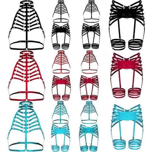 Gothic Upperbody Ring Harnass Harajuku Sexy Bondage Harness Belt Goth Black Bdsm Body Harnass Adjustable Body Cage Bralette