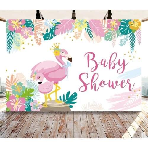 Baby Shower Pink Cockscomb Goose Background Leaf Curtain Birthday Party Decoration Photography Backdrops For Photo Studio