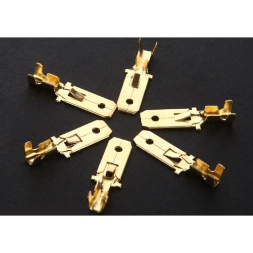 10pcs 6.3 plug spring connector piece line terminals insert spring male connector copper terminal 6.3*24.3mm