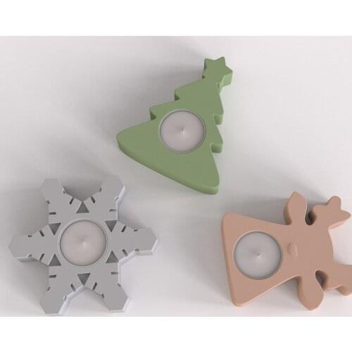 Silicone mould for candle holder Lovely fawn Christmas design Concrete Candlestick Silicone Molds