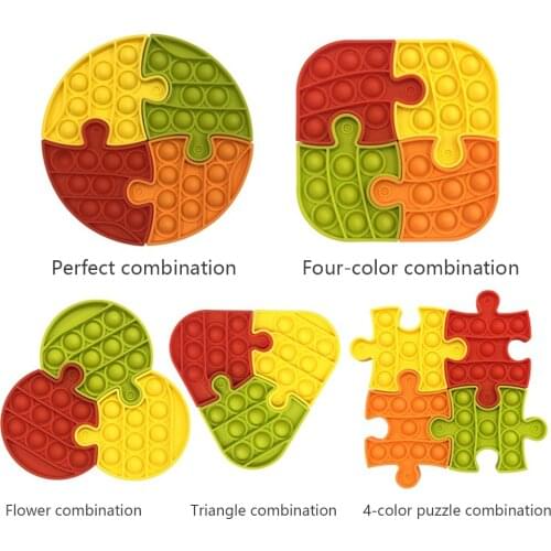 Silicone Jigsaw Fidget Childrens Desktop Puzzle Game Toy Tray Anti Stress Alleviating Autism Decompression Sensory Toys