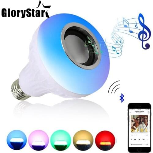 Glory Wireless Bluetooth Speaker 12W RGB Bulb LED Lamp 110V220V Smart Led Light Music Player Audio with Remote Control Sound Box