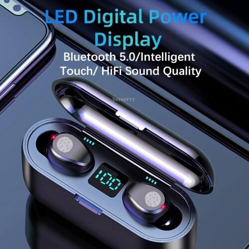 Bluetooth V5.0 Earphones Stereo Music Sport TWS Wireless Headphones With 2000mAh Power Bank Headsets Support iOS/Android Phones