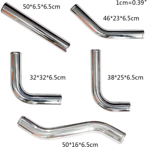 N0HF Air Intake Pipe Universal Outside Diameter Polished Aluminum Pipe 2.5" 500MM 0/45/90/180 Degree Intercooler L/S Type