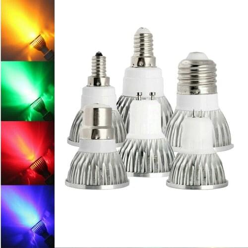 Bright 220V 110V B22 E14 E27 GU10 GU5.3 Dimmable 6W 9W 12W LED COB Spot Light Bulbs Lamp Red Green Blue Yellow