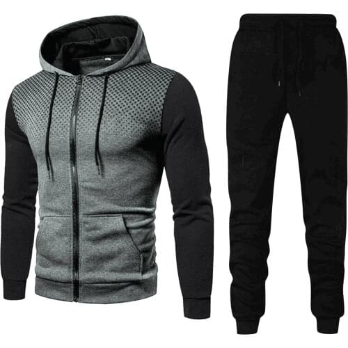 Winter Mens 2 Pieces Set Hoodies+pants Sport Suits For Men Sweatshirt Zipper Hoodies Mens Clothing Sets Sportswear Coat Suit