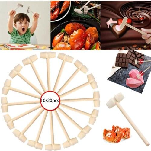 10/20Pcs Mini Wooden Hammer Baby Educational Toy Pounder Replacement Wood Mallets Crafts Making Tools Chocolate Crab Broken