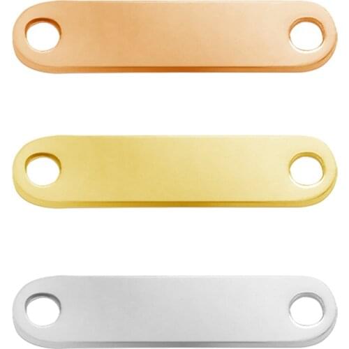 10pcs/Lot 3*15mm Stamping Charm Connector Stainless Steel Oval Corner Rectangle Blank Bar for DIY Jewelry Findings