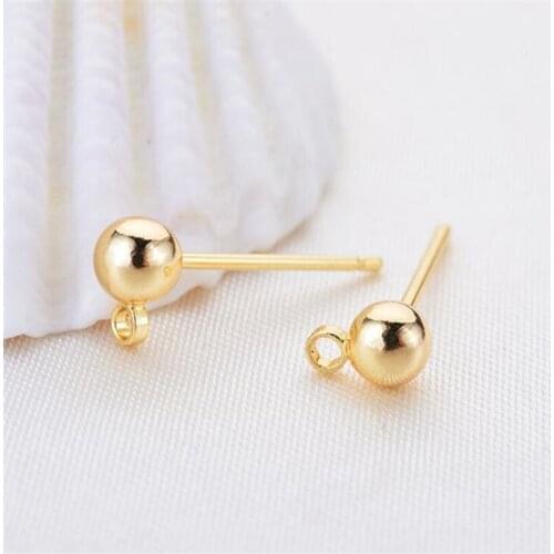 10pcs/lot new creative gold plated color metal ball charms connectors for diy stud earrings pendant jewelry making accessories