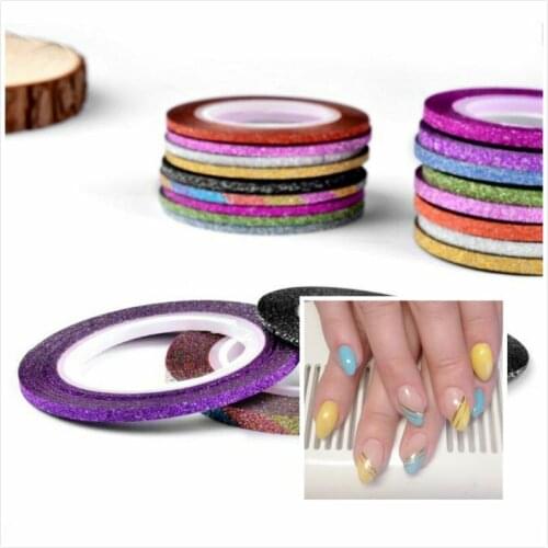 10Pcs Striping Tape Line Rolls Nail Art Decoration Stickers Nail Glitter Decals