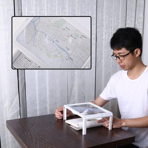 2018 HOT Ultra-thin A4 3X Full Page Large PVC Magnifier Giant Desk Foldable Magnifying Glass with 4 LED Light for Reading Sewing