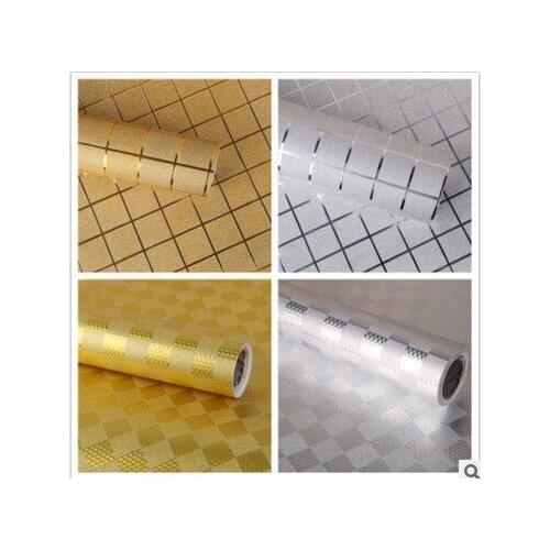 3D modern mosaic gold and silver waterproof self-adhesive wallpaper PVC bathroom living room toilet kitchen heat-resistant