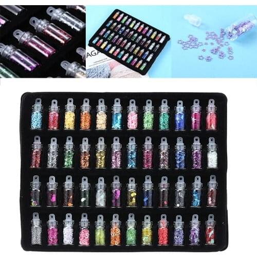 48Pcs Slime Sequins Glitter Colorful Slime Glitter DIY Wedding Party Decoration Floral Ornament Art Nail Kids Slime Toys Gifts