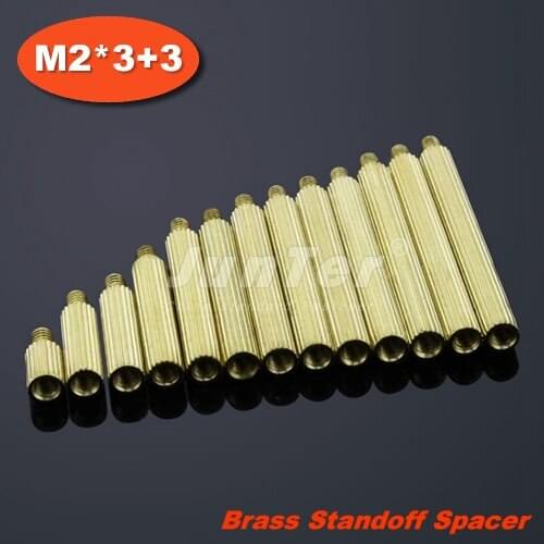 500pcs/lot Brass Standoff Spacer M2 Male x M2 Female -3mm