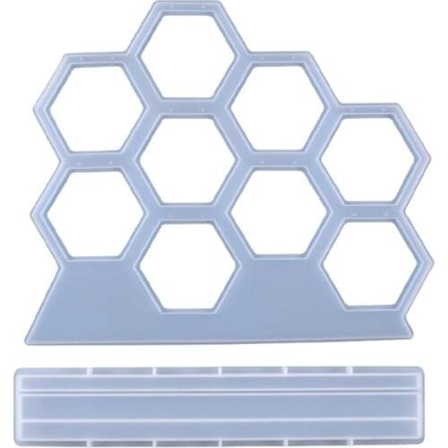 97QE DIY Jewelry Show Rack Resin Mold Hexagonal Earrings Display Stand Silicone Mould
