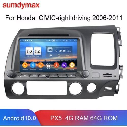 8core 4g ram 128g rom car audio stereo for honda civic right driving 2006-2011 android 10 car multimedia gps navigation wifi