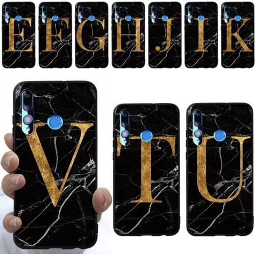 Marble Letters Pattern Case for Huawei Honor 20 Lite/Honor 10 Lite Phone Soft TPU Silicone Black Ultra-slim Back Cover