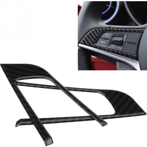 2pcs Car Interior Steering Wheel Button Decorative Cover Trim Carbon Fiber for Alfa Romeo Stelvio 2017 2018 Giulia 2016-2018