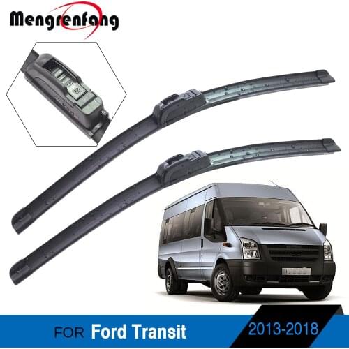 For Ford Transit Custom Tourneo Courier Car Front Windscreen Wiper Blades J Hook & Pinch Tab & Push Button Arms 2013-2018