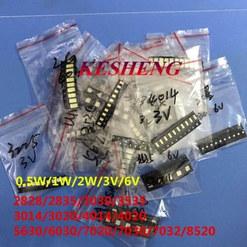 20values *10pcs=200PCS 1W/0.5W SMD LED Kit 3V/6V 2835/3030/3535/4020/5630/6030/7020/7030/7032 Cold white For TV Backlight Beads