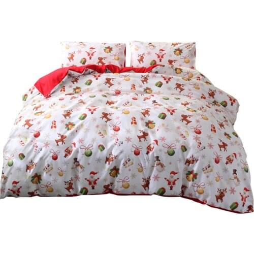 Merry Christmas Bed Cover Kids Bed Decor Single Double Cartoon Duvet Cover Quilt Cover Pillowcase Red Bed Linen Bedding Sets