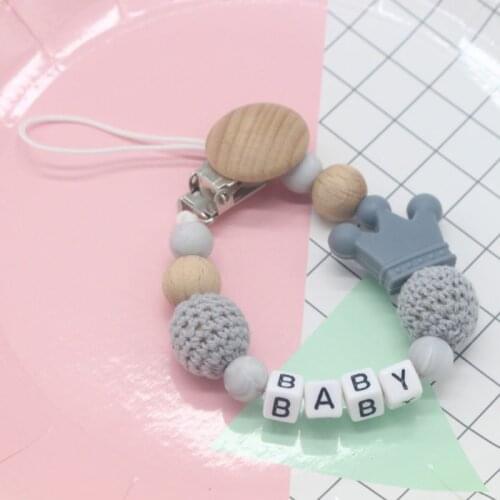 Cute Baby Appease Pacifier Chains Handmade Silicone Anti-fall Clip Safe Teether K1KC