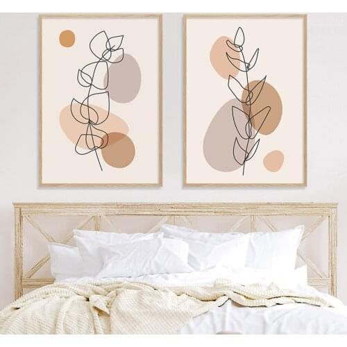 Trendy Minimalist Botanical Branch Leaves Abstract Posters Canvas Painting Wall Art Print Pictures Bedroom Interior Home Decor
