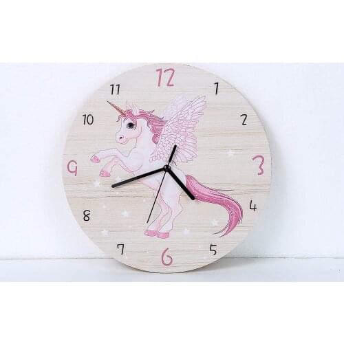 Fox Cartoon Wooden Round Shaped Wall Clock Kids Room Decor Silent Quartz Wall Clock Nursery Baby Shower Gift Home Decoration
