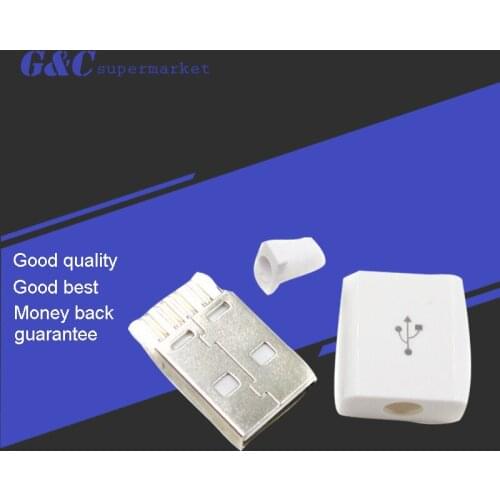 10PCS White Male Connector USB 2.0 Plug Adapter Kit Type-A 5P DIY Components diy electronics