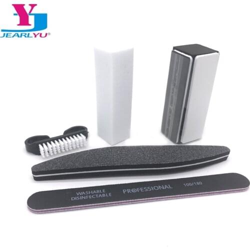 5pcs/Set For Nail Manicure Kit Nail Files Brush Durable Buffing Grit Black Art Accessories Sanding File UV Gel Polish Tools