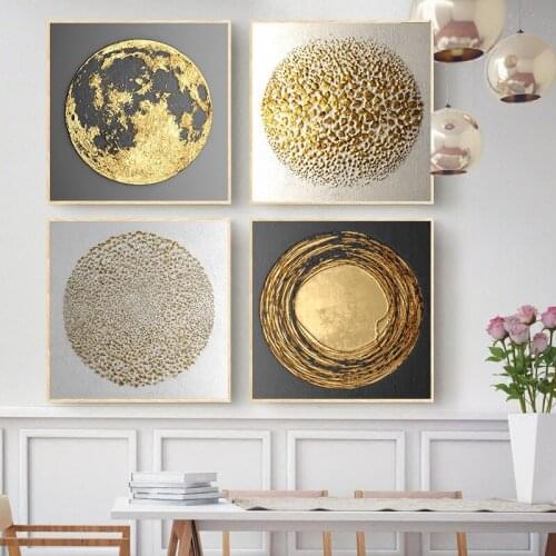 Nostalgia Retro Ancient Vintage Minimalist Abstract Gold Canvas Painting Wall Poster Picture Living Room Decoration Home Decor