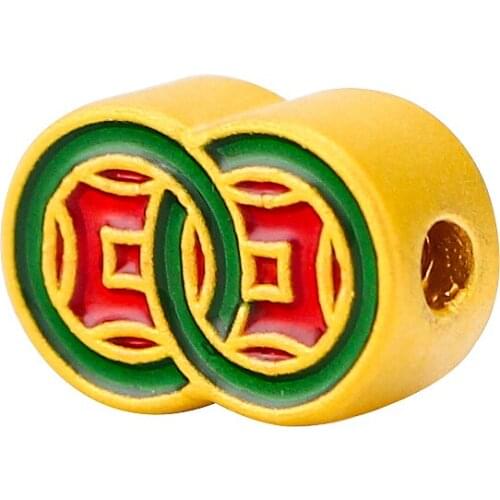 New Pure 24K Yellow Gold Bracelet 3D 999 Gold Coin Colourful Bracelet